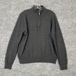 Stafford Mens 1/4 Zip Cashmere Sweater Size Large Charcoal Gray Luxury Knit